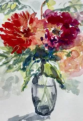 Dahlias in Glass Vase #2