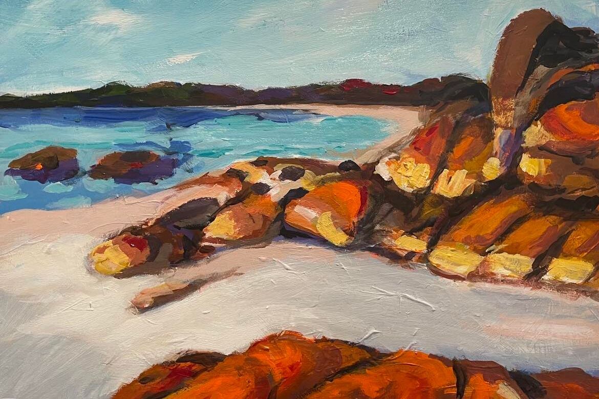 Bay of Fires Tasmania Arcrylic and Canvas Painitng by artist Julie McDonald