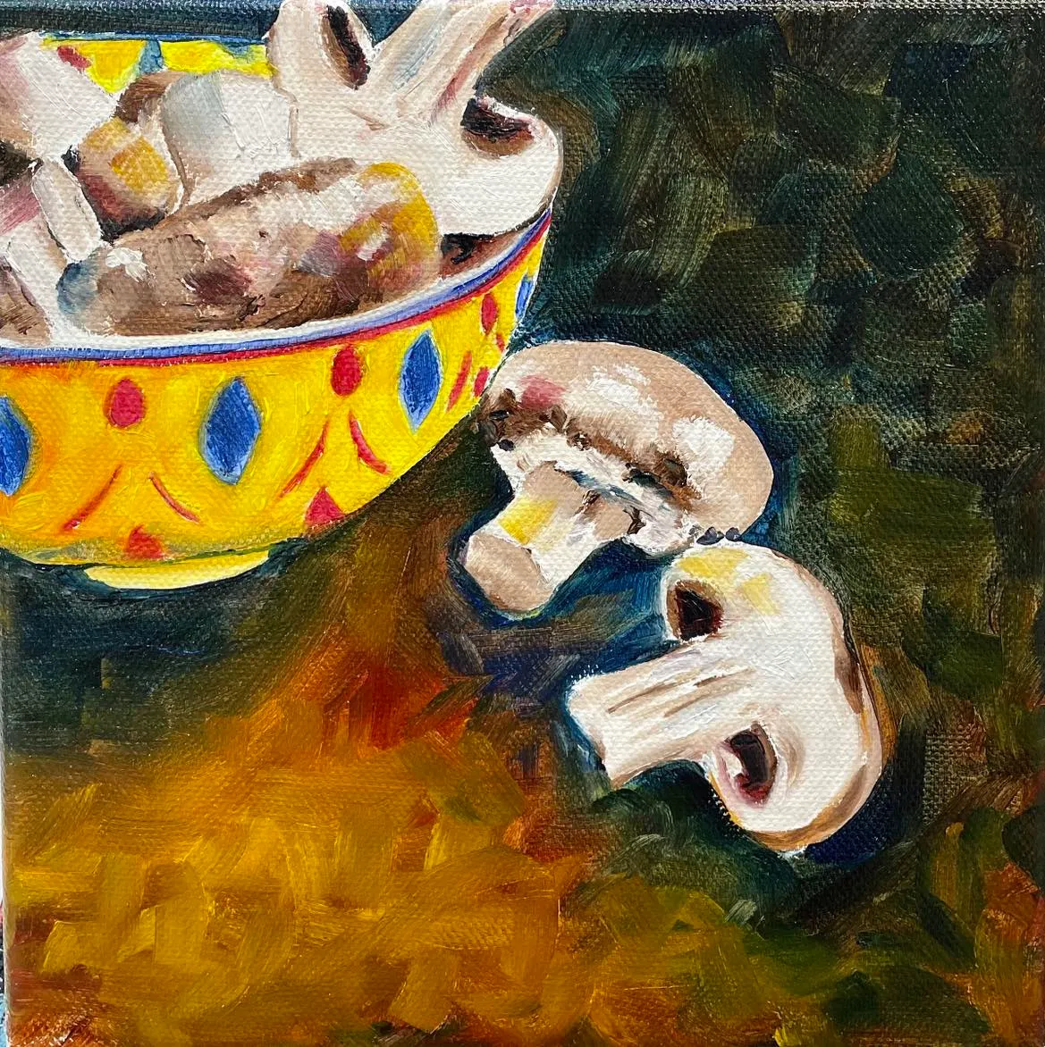 Mushrooms in Yellow Bowl