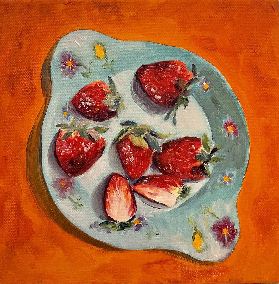 Strawberries on Turquoise Plate
