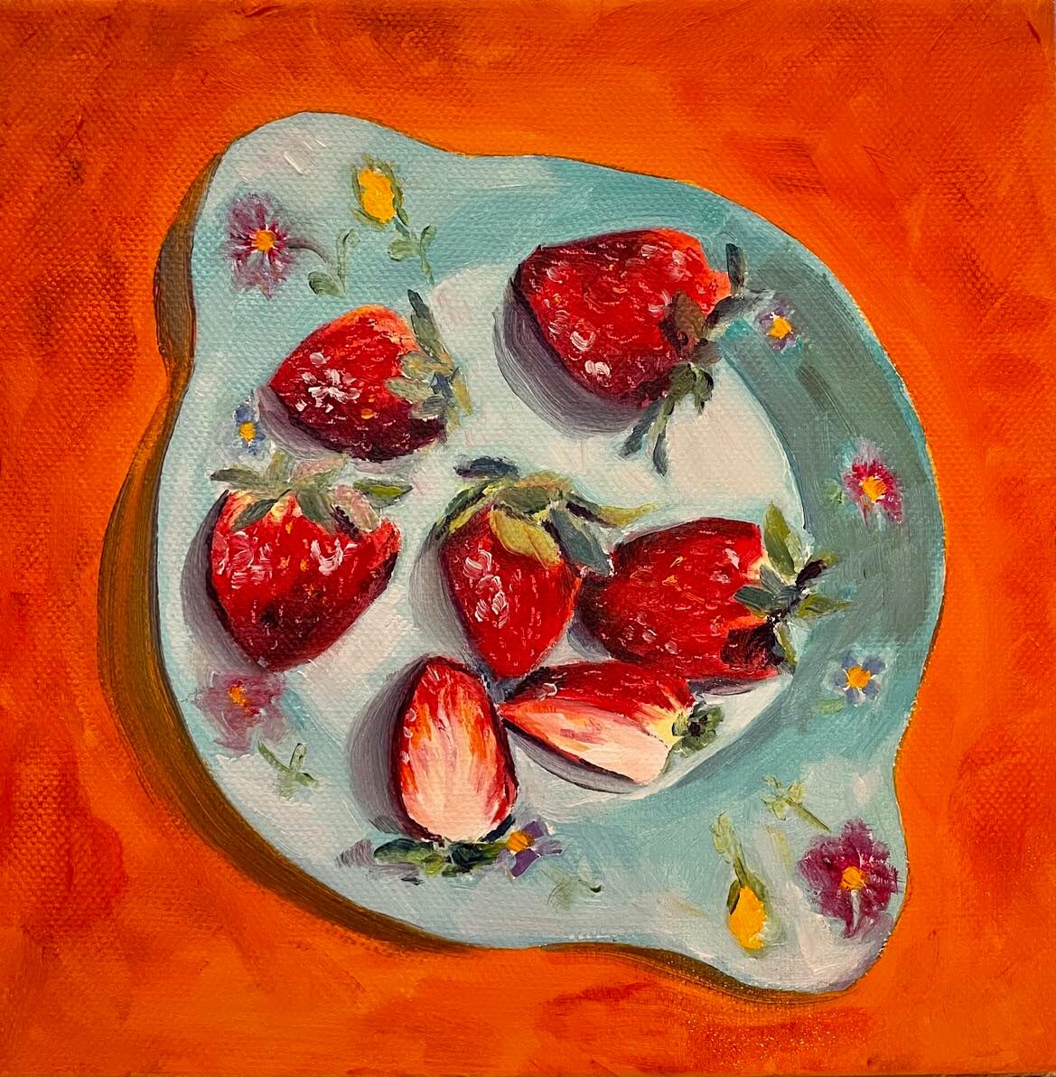 Strawberries on Turquoise Plate