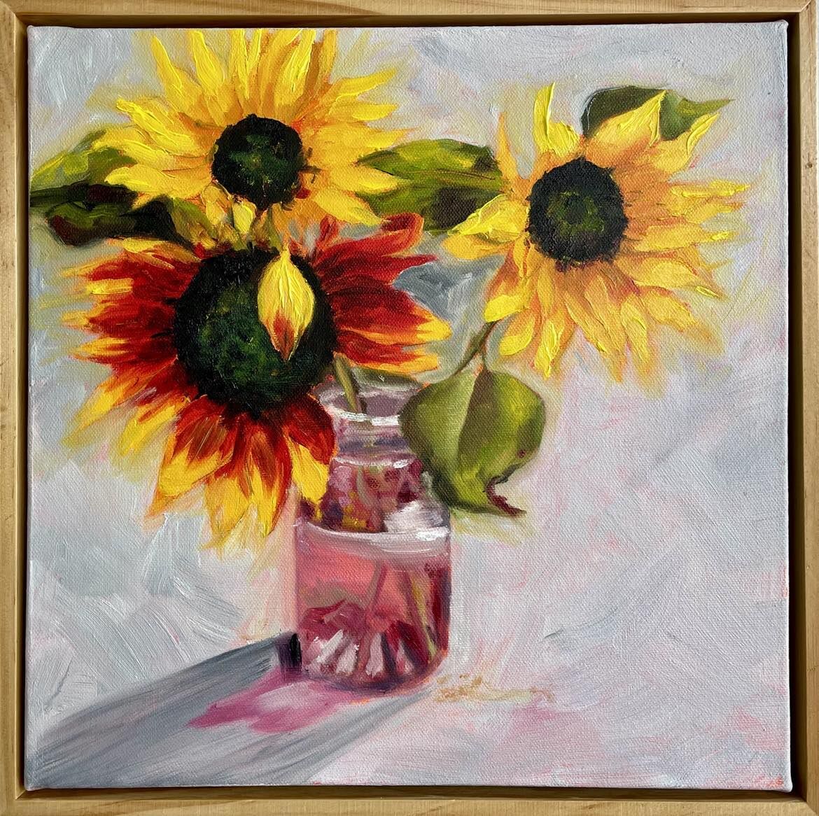 Sunflowers in Pink Vase #1