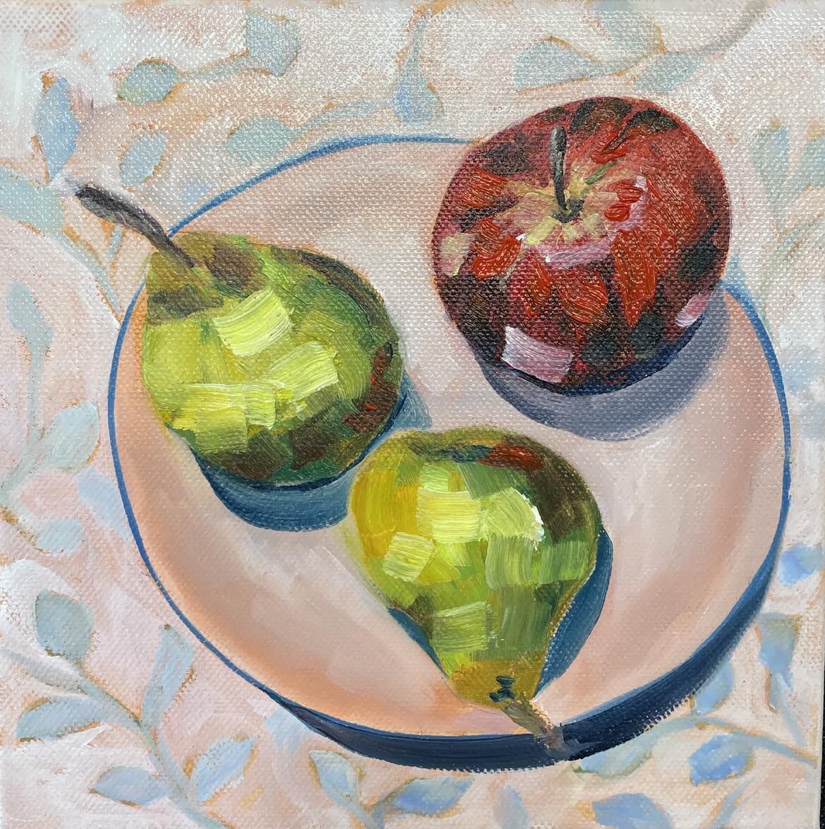 Two Pears and Red Apple