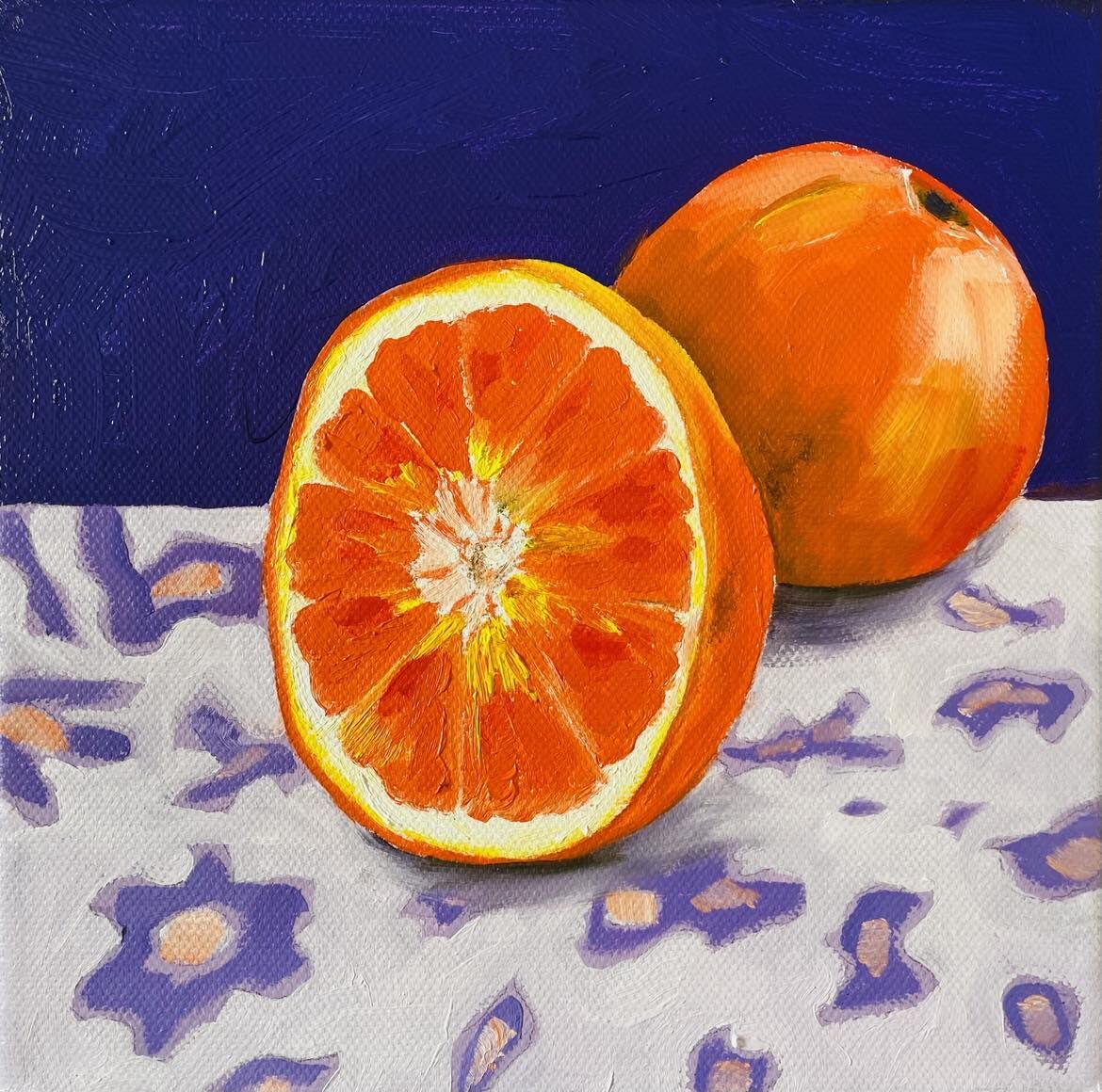 Orange on purple background
