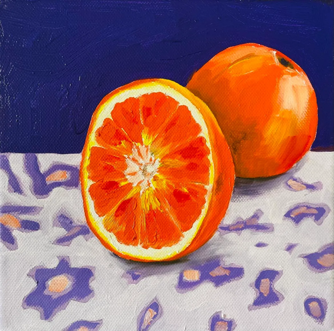 Orange on purple background